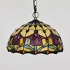 Lampes suspendues 12 pouces Red Tulip Bar Restaurant Lustre en verre coloré American Pastoral Tiffany Vintage Lampe