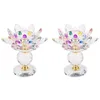 Bougeoirs YO-2X bloc de verre fleur de Lotus métal Feng Shui décor à la maison grand porte-bougie chauffe-plat couleur