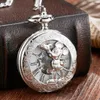 Relógios de bolso exclusivos Steampunk Skeleton Cartoon Mouse Mehanical Watch FOB Chain Hand Wind Mechanical Mens Womens With