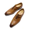 Sapatos de vestido masculino de inverno Lace de fivela de couro genuíno Casamento Oxfords formal Oxfords Business Office Black Brown
