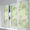 Wall Stickers Nuelife 3D green bamboo leaves pattern gluefree electrostatic glass film window opaque home sliding door bathroom privacy film 221022