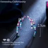 Stud Earrings CWWZircons Simple Fashion Ladies Everyday Jewelry Multicolor Cubic Zirconia Paved Hook Cuff For Women Gift CZ280