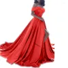 Casual Dresses Women Formal Dress Solid Color Off Shoulder Elegant Evening Slim Fit High midje Big Swing Female Prom