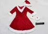 Stage Wear Deluxe vrouwen kerstfelveertjurk Miss Santa Claus Sexy Xmas Come Outfit Red Long V-Neck Girl-jurken Performance Outfit T220901