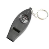 Black 4 in 1 Mini Survival Tool Thermometer Whistle Compass Ourdoor Camping Hiking Tools Whistle DE858