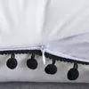Housse de coussin décorative Simple, rectangulaire, blanche et noire, douce, 45x45cm, 30x50cm, frange géométrique Pom Ball