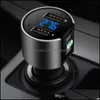 カーオーディオカーOFMトランスミッターBluetooth 5.0 MP3プレーヤーハンドシガーライターデュアルUSB充電バッテリー電圧検出UディスクPL DHKZW