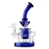 Klein Recycler Glass Bong Hookahs duschhuvud Perc Percolator Oil Dab Rigs 14mm Female Joint Bent Type Bongs Water Pipes With Bowl Heavy Base Ocean Shiping