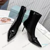 Stivaletti a spillo da donna Altezza tacco 8.5 Punta a punta Cerniera Pelle bovina Classico Nero Per Scarpe eleganti da festa Sesso Elegante Moda Inverno Stivali da neve all'aperto