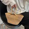 Abendtaschen Stroh Strand Schulter für Frauen Hohlschnitt Damen Handtasche 2022 Trend Reise Meer Stricken Shopper Tasche Handtaschen