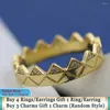 Ringos de cluster Ahthen Crown 925 Prata esterlina Sparkling geométrica Princesa Tiara Swirling Line Women Women Ring