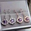 Stud Natural Amethyst Kolczyka z kroplami kwiatów na biżuterię 0 5ct 2pcs kamień szlachetny 925 Srebrny srebrny T29108 2210225286800