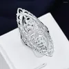 Cluster Rings Luxury Designer 925 Sterling Silver Fine Retro Hollow Wide Flower for Women Fashion Party Charms Wedding Jewelry Gifts