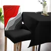 Stoelhoezen Red Black Gradiënt Moderne geometrische abstracte omslag Dineren Spandex Stretch Seat Home Office Desk Case Set