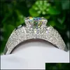 Pierścienie zespołowe 3 karaty diamentowe pierścień dla mężczyzn rock 14k złota biżuteria Anillo Esmaltado Sier 925 Bague Diamant Bizuteria Pierścienie Dowód 2 Dhxja