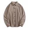 Men's Casual Shirts Formal Dress Shirt Men Autumn Winter Single Breasted Corduroy Lapel Beach Long Sleeve Vacation Cold Gear