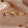 Anillos de boda Anillos de boda Lindo femenino blanco azul cristal anillo conjunto amarillo oro color para mujeres lujo novia redondo cuadrado ovalado engag dhbux