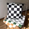 Housse de coussin 45 45 cm damier noir blanc Plaid oreillers décoratifs doux velours étui canapé Cojins