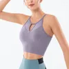 Yoga Roupet Tennis Crop Top Women Fitness Sports Bra com Pad Hollow Out Tops Strappy Gym Usado respirável Alto impacto elástico