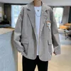 Herenpakken Pak Corduroy Coat Heren losse casual Jackcets 2022 Spring label Ontwerp Koreaanse grijze Blazer Male 2y2485