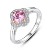 Nouveau luxe rose pierres précieuses fleurs s925 bague en argent femmes bijoux Micro ensemble brillant Zircon exquis bague accessoires Saint Valentin cadeau