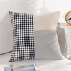 Pillow Nordic Style Houndstooth Stitching Cover Cotton Linen Light Luxury Case 45X45CM Decorative Covers For Sofa