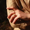 Trouwringen mode open ring dames vintage messing vacuümplaten 18k goud vergulde verloving voor vrouwen