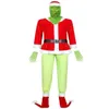 Desgaste de la etapa NUEVA Navidad Jolly Man Green Elf Grinch Come Flannel Naughty Thief Desfile de Navidad Cosplay Carnival Party Fancy Dress T220901