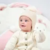 2 pièces Beanie couleur Pure bébé enfants filles garçons hiver chaud tricot chapeau mignon gant belle Beanie Cap ensemble 0-18 mois
