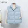 Gilet da donna Lagabogy Winter Women Gilet ultraleggero Gilet femminile casual allentato Gilet bianco anatra Gilet monopetto 221103