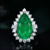 Fedi nuziali Fedi nuziali Alta qualità Grande goccia d'acqua Verde Cubic Zirconia Classico Donna Festa di fidanzamento Gioielli Abito da sposa Acc Dh69H