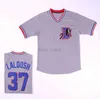 Męs Bull Durham #8 Crash Davis #37 Ebby „Nuke” Laloosh zszyty film baseballowy Jersey White Grey Szybka wysyłka Wysoka jakość