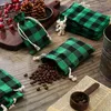 Noël Buffalo Plaid Cordon Sac Parti Decrations Rustique Coton Xmas Plaid Présent Wrap Bas Vert Rouge Noir