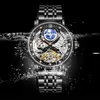 腕時計の腕時計の高級ブランドの男性スケルトン防水機械ステンレス鋼自動ハンドマンギフト