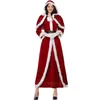 Stage Wear Luxury Velvet Christmas Santa Claus Come Party Comes Adults Women Cosplay Long Red Dress Christmas Hat Dress Gloves Belt T220901