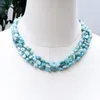 Choker lii ji blue station 목걸이 Larimar Dominica Stone 51cm Pearl 3Rows 주식 판매 여성