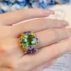 Fedi nuziali Moda Lusso Colorato Zirconia Gioielli Anello di fidanzamento Festa di ballo Regalo nobile per l'umore delle amiche