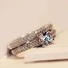 Anello con stella di pavone da 15 ct taglio principessa con diamante creato in argento sterling massiccio 925 con 2 pezzi di anello di fidanzamento con promessa di matrimonio1632368