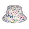 Berets Pink Dragonflies And Flowers Pattern Bucket Hat Sun Cap Dragonfly Motif Libellules Sukilopi Green Blue Teal