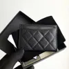 مصمم فاخر Caviar C حامل بطاقة Woman Classic Black Real Leather Mini Wallet Mans Coin Purse Bases Holders بالجملة بالجملة