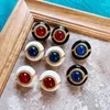 Boucles d'oreilles clous rondes blanc noir émail bleu rouge pierre déclaration bijoux accessoires de qualité