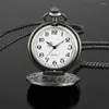 Pocket Watches Vintage Grey Smooth Full Quartz Watch Arabiska siffror Visa minimalistisk antikh￤nge klocka med kedja 2022