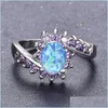 Anneaux De Mariage Anneaux De Mariage Arc En Ciel Cristal Violet Zircon Anneau Blanc Bleu Opale Ovale Pierre Classique Sier Couleur Fiançailles Pour Les Femmes Gif Dhrke