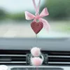 Interior Decorations Car Decoration Pendant Bowknot Feather Auto Rearview Mirror Hanging Ornaments Heart Bling Pink Accessories Girls Gifts