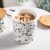 Storage Bottles Simple Ceramic Food Sealed Jar To Wooden Lid Kitchen Tea Milk Powder Coffee Beans Snack Candy 1750ml