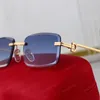 Óculos de sol sem moldura Óculos de moda Top Designer Sunglass para mulheres Lentes polaroid Adumbral Óculos de lente quadrada Óculos ornamentais de vidro de sol