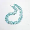 Choker lii Ji Blue Statement Necklace Larimar Dominica Stone 51 cm Pearl 3Rows Stock Sale Women