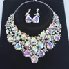 Necklace Earrings Set Fashion Big Marquise AB Crystal Statement Bridal For Brides Wedding Party Costume Jewellery