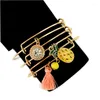 Bangle S132 Bigbing Fashion Golden Pineapple Tassel Set f￶r 3 stycken Kvinnor Ingen bly Nickle