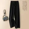 Pantaloni da donna Capris Autunno Inverno Vita alta Spessore caldo lavorato a maglia Gamba larga Tinta unita Allentato Streetwear Donna Nuovo tutto-fiammifero Dritto T221024